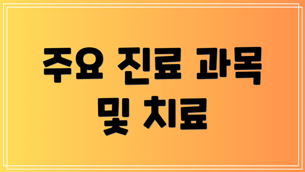 주요 진료 과목 및 치료