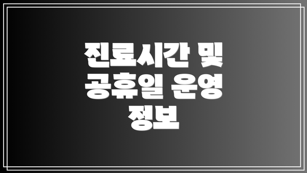 진료시간 및 공휴일 운영 정보