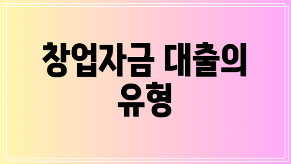 창업자금 대출의 유형