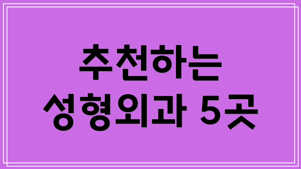추천하는 성형외과 5곳