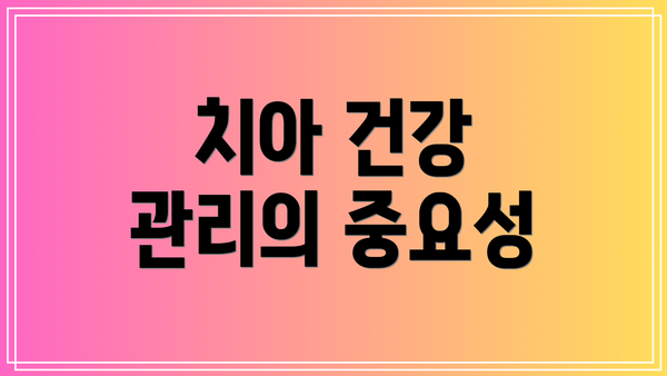 치아 건강 관리의 중요성