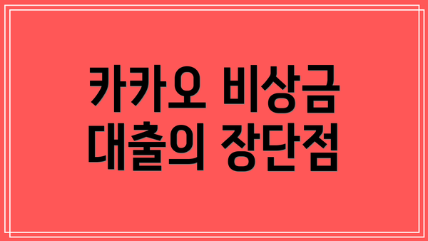 카카오 비상금 대출의 장단점