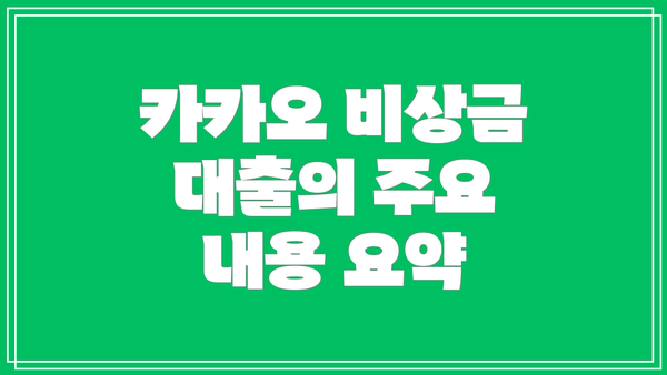 카카오 비상금 대출의 주요 내용 요약