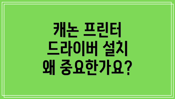 캐논 프린터 드라이버 설치 왜 중요한가요?