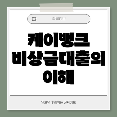 케이뱅크 비상금대출의 이해