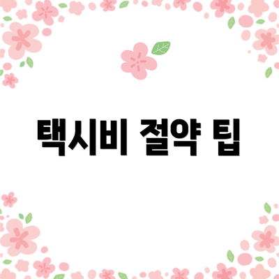 택시비 절약 팁