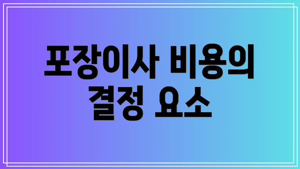 포장이사 비용의 결정 요소