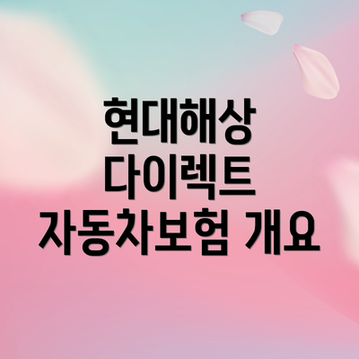 현대해상 다이렉트 자동차보험 개요