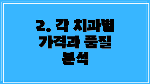 2. 각 치과별 가격과 품질 분석