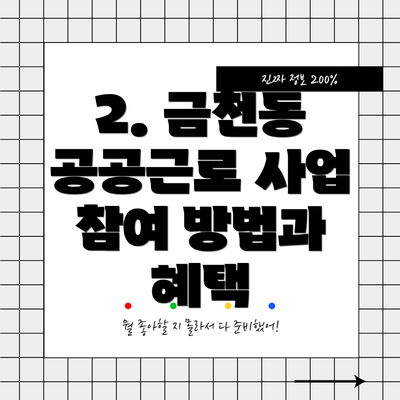 2. 금천동 공공근로 사업 참여 방법과 혜택