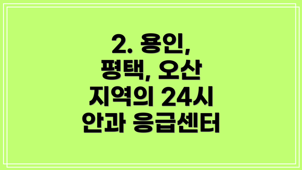 2. 용인, 평택, 오산 지역의 24시 안과 응급센터