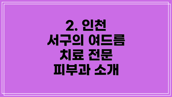 2. 인천 서구의 여드름 치료 전문 피부과 소개