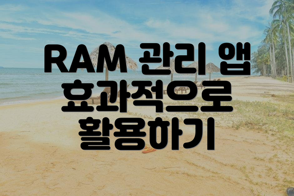 RAM 관리 앱 효과적으로 활용하기